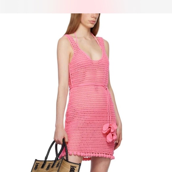 Burberry Dresses & Skirts - Pink Crochet Sleeveless Mini Dress